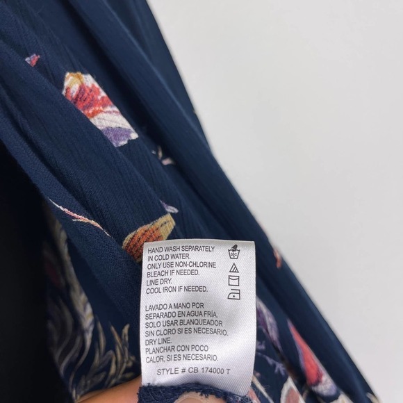 Patrons of Peace Floral Cardigan Boho Artsy Blue Long Sleeve Shawl Womens Medium - Picture 8 of 11